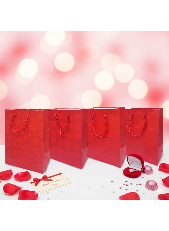 Assorted Set of Valentine's Day Gift Bags - Multi-Pack Luxury Gift Wrap Featuring Sparkle Hearts, Roses, and Gold Foil Accents - Elegant Festive Presentation (small) - Image 2